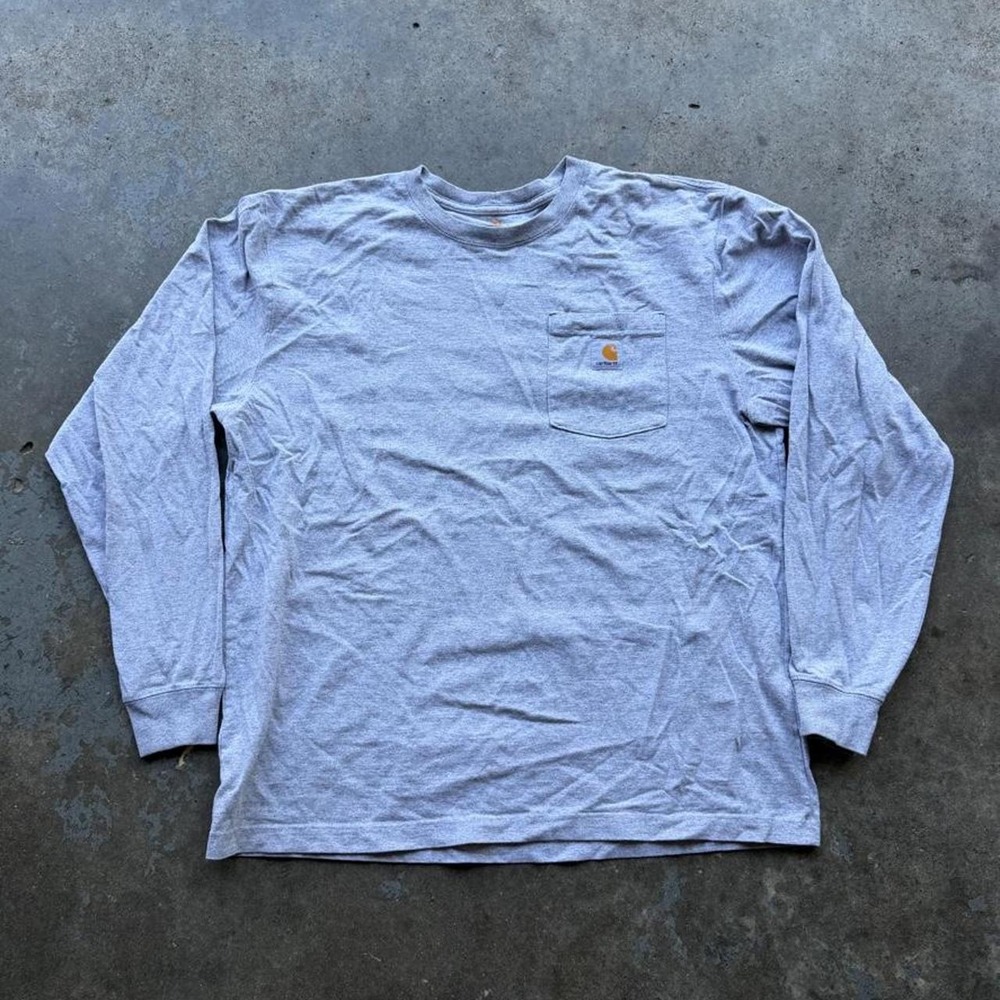 Y2K Gray Carhartt long sleeve pocket tee size L